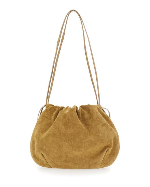 Liffner Metallic Clutch With Charm And Drawstring Closure