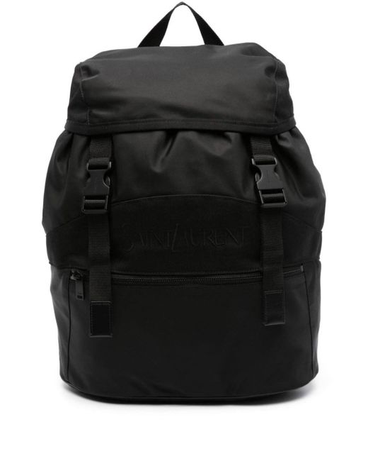Saint Laurent Black Backpack With Tonal Logo Lettering Embroidery for men