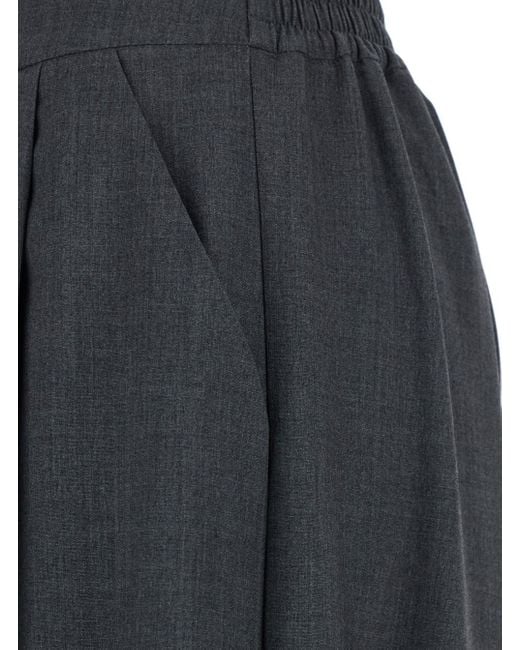 Le Plain Blue Pants With Semi-Elastic Waist And Oversize Design