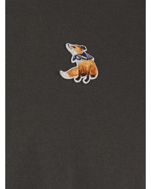 Maison Kitsuné Black Crew Neck T-Shirt Cotton for men