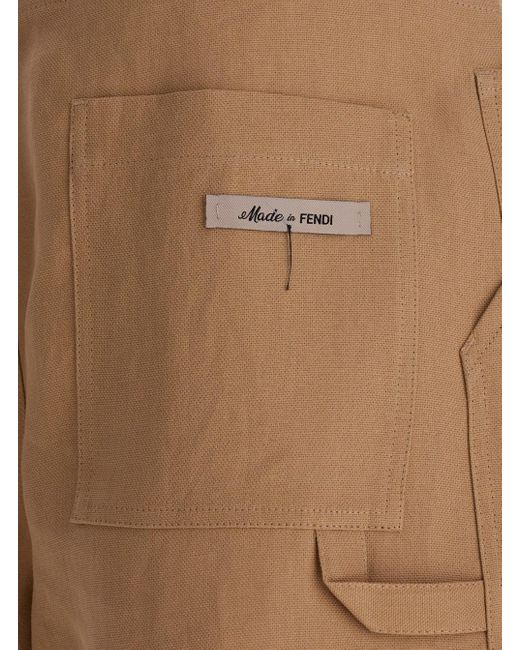 Fendi Brown Bermuda Shorts With Front Wrokwear Pockets for men