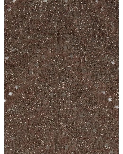 Twinset Brown Long Sleeveless Dress With Keyhole Closure