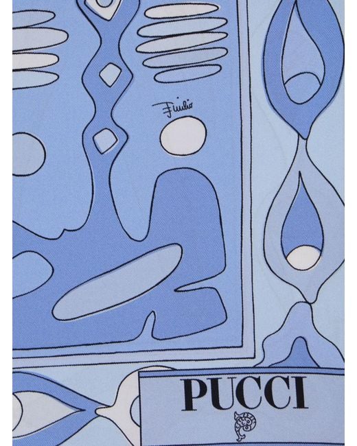 Emilio Pucci Blue 90X90 Silk Scarf