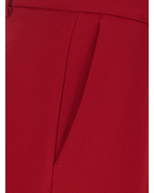 Le Plain Red Straight Pants With Pockets And Zip Closure