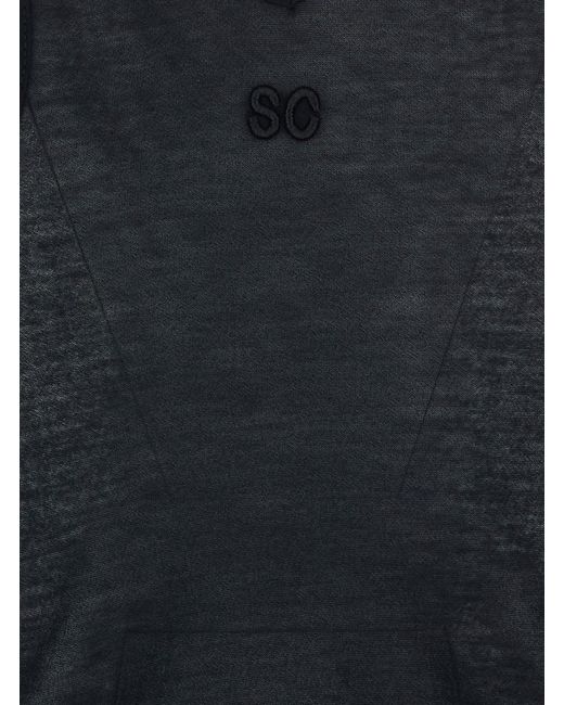 Semicouture Black 'Kimmy' Top With V-Neck And Logo On The Back