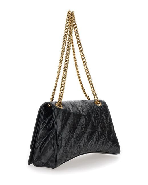 Balenciaga Black Crush M Crossbody Bag With B Logo
