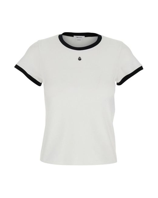 Alexander McQueen White Crewneck T-Shirt With Logo Embroidery On The F