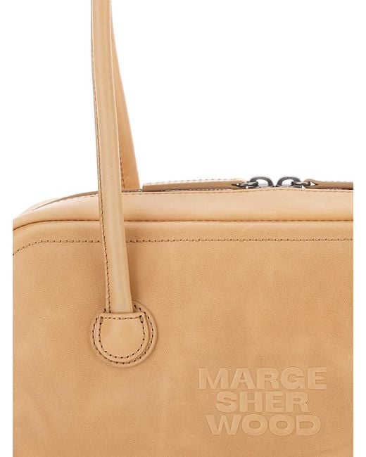 MARGE SHERWOOD Natural Shoulder Bag 'Soft Boston Ew' With Elegant Leather