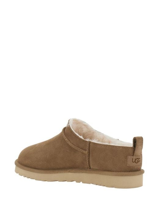 Ugg Brown Mule With Logo On The Side And Faux Fur Lining for men
