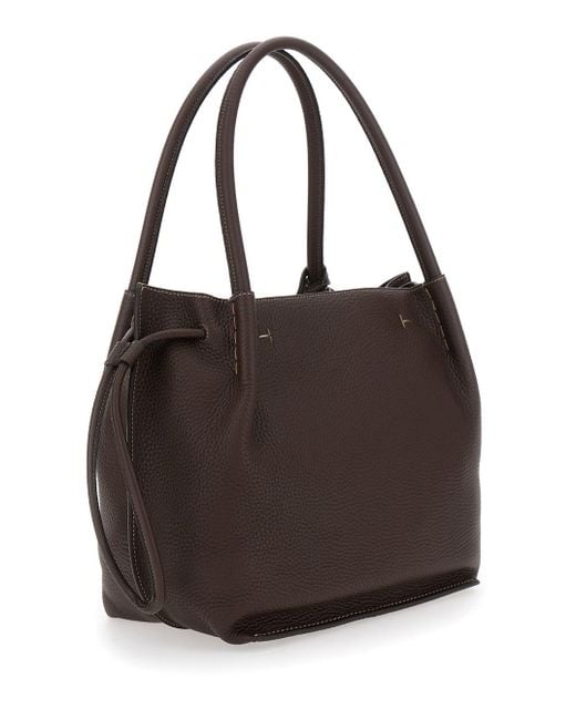 Tod's Black Shoulder Bag With Two Top Handles And Drawstring Closure I