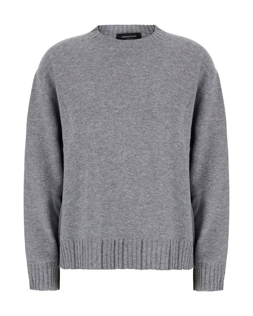 Fabiana Filippi Gray Sweater With Crew Neck And Long Sleeves