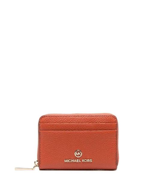 MICHAEL Michael Kors Red Jet Small Pebbled Leather Wallet