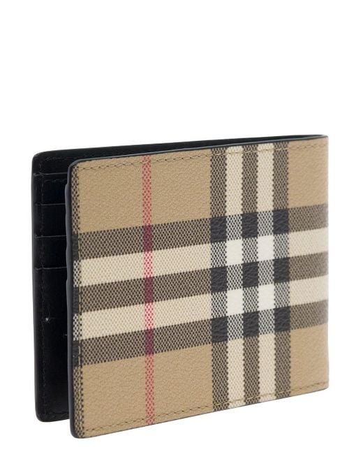 Burberry Gray Bi-Fold Wallet With Check Motif for men