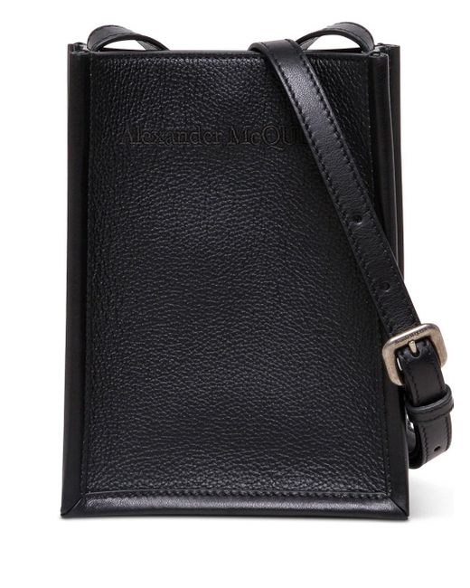 Alexander McQueen Leather Crossbody Bag With Logo in Black for Men Lyst