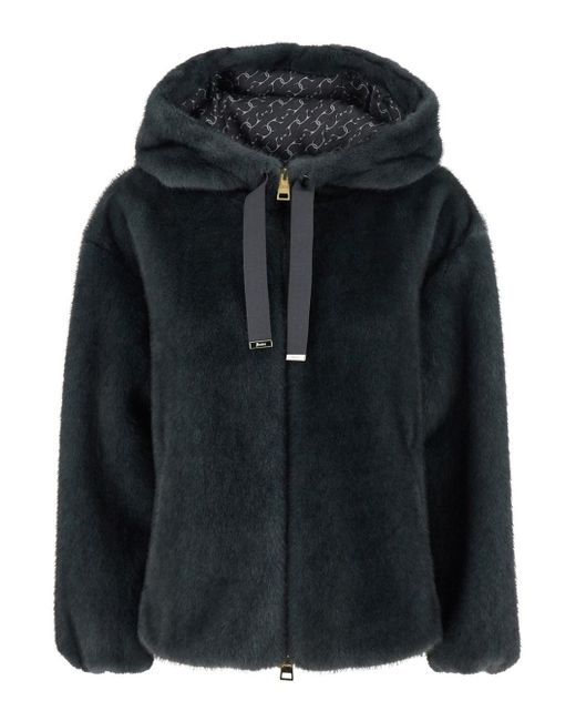 Giubbotto Con Cappuccio Con Coulisse E Due Tasche A Filetto Sul di Herno in Black