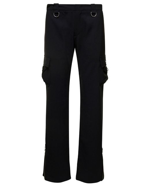 Coperni Black Cargo Pockets With Pockets And Belt In Stretch Wool Woman