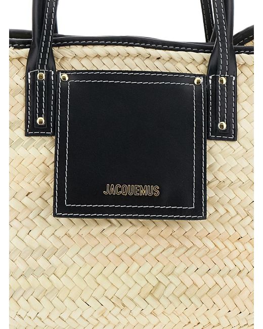 Jacquemus Black 'Le Panier Soli' Handbag With Logo Lettering On The Front And All-Over Interwoven Motif