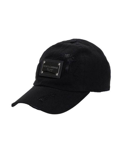 Dolce & Gabbana Black Baseball Cap With Logo Plaque On The Front for men