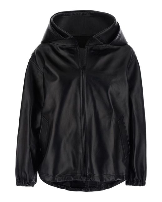 Balenciaga Black Jacket With Hood And Dropped Shoulders