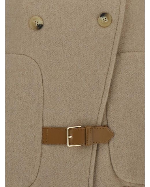 Max Mara Natural Double-Breasted Trench Coat Cape
