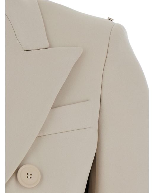 Sportmax Gray 'Frizzo' Double-Breasted Jacket With Peak Revers
