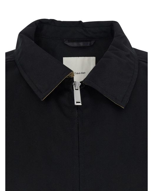 Calvin Klein Black Jacket With Classic Collar And Zip Closure On The Front for men