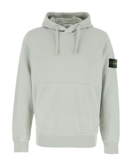 Stone Island Gray Hoodie With Drawstring Hood And Logo Patch On The Sleeve for men