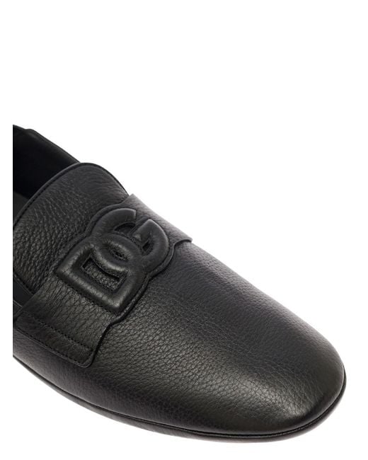Dolce & Gabbana Black 'Driver' Loafers With Dg Logo for men