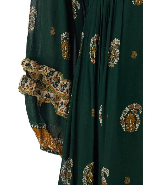 Farm Rio Green Long Dress Ayla Viscose
