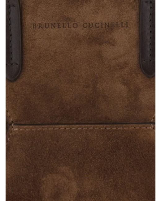 Brunello Cucinelli Brown Mini Bag 'Mini Duo Bag' With Leather Handle F