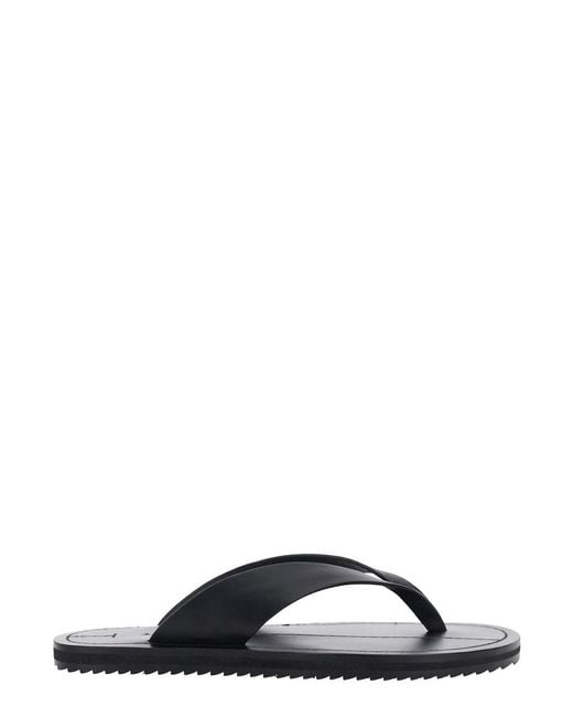 A.Emery Black 'Flora' Flip-Flop With Round Toe And Grooved Sole