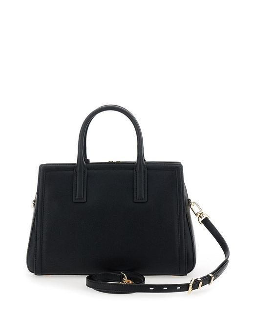 MICHAEL Michael Kors Black Handbag With Metallic Lettering Logo And Pe