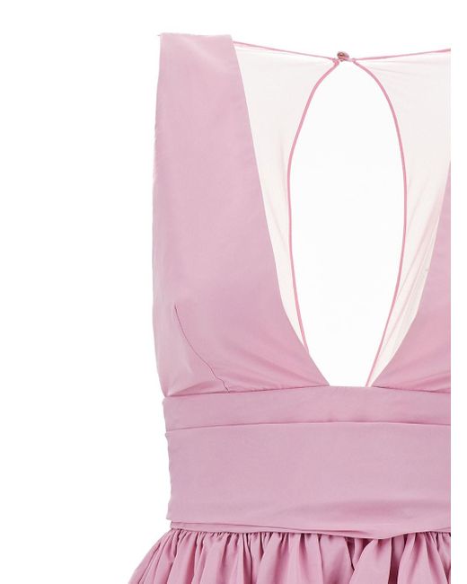 Pinko Pink Mini Dress With Pleated Skirt