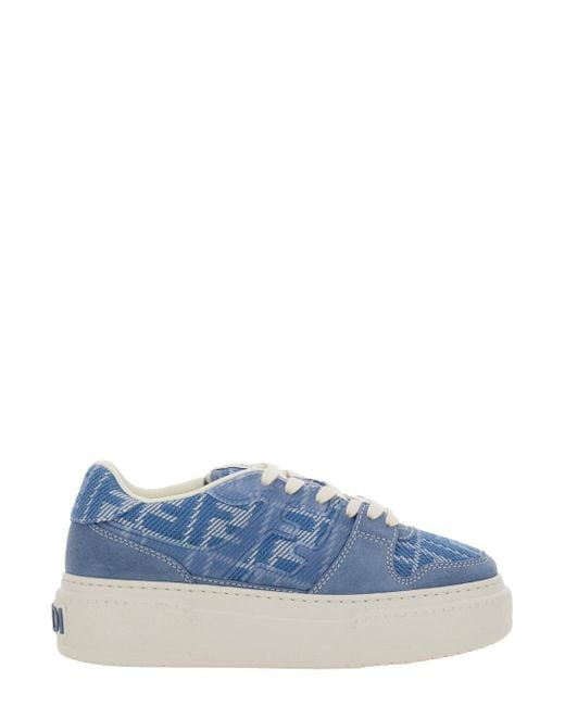 Sneaker 'Match' Con Motivo Ff All-Over E Platform di Fendi in Blue