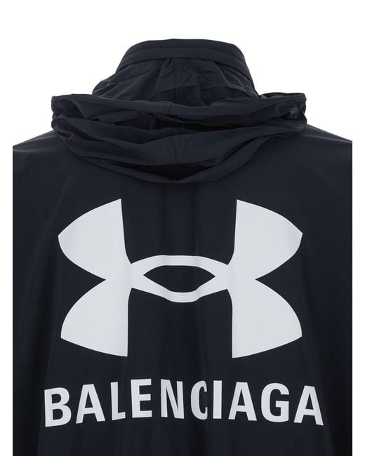 Balenciaga Blue Jacket With Under Armourâ Maxi Logo On The Back for men