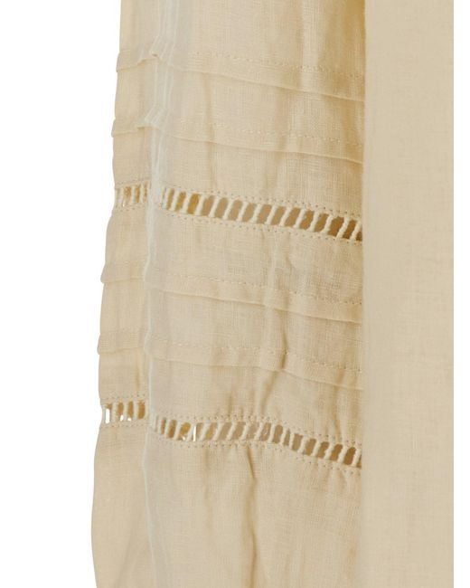 JC Sophie Natural 'Leslie' Blouse With Cut-Out Details And V-Neck
