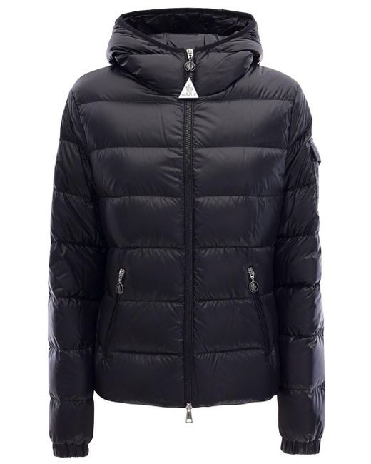 Moncler 'gles' Short Hooded Down Jacket With Sleeve Pocket In Nylon Woman  in Black | Lyst