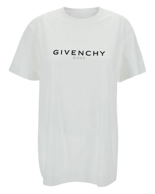 Givenchy White Crewneck T-Shirt With Contrasting Logo Print