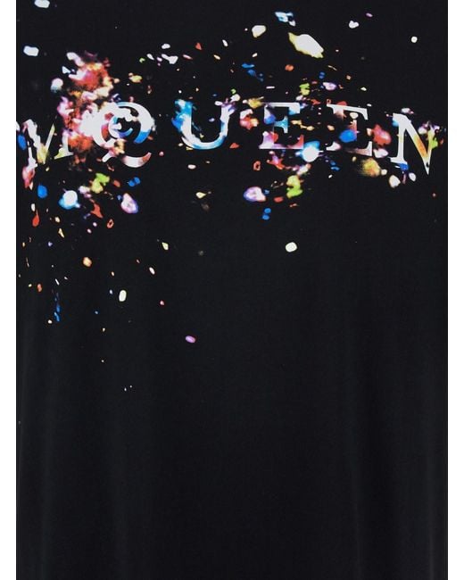 McQueen Black T-Shirt With Print On The Front for men