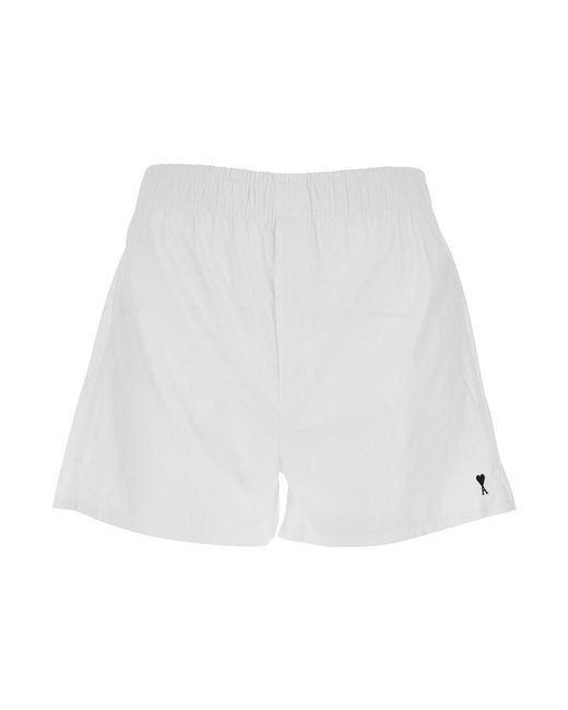 AMI White Shorts With Elasticated Waist And Adc Logo On The Fron for men