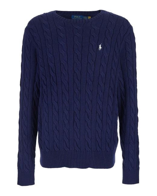 Polo Ralph Lauren Blue Crewneck Sweater Cotton for men