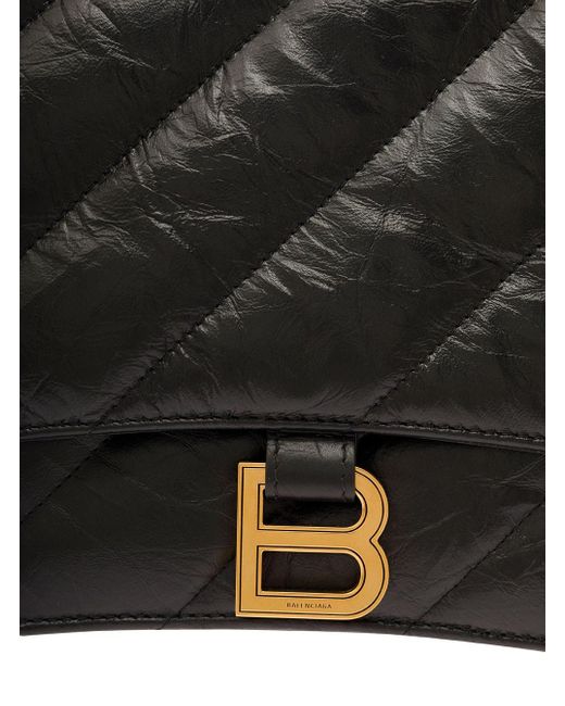 Balenciaga Black 'Crush Media' Quilted Cross Body Bag