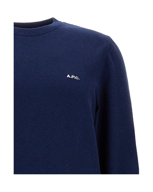 A.P.C. Blue Crew Neck Sweatshirt for men