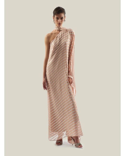 Taller Marmo Natural Petra One-Sleeve Fil Coupé-Trimmed Silk-Blend Gown