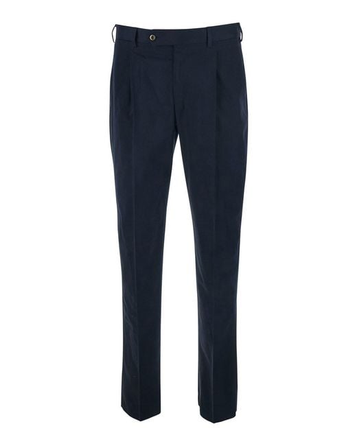 PT Torino Blue Pants With Belt Loops And Two Welt Pockets On The Back for men