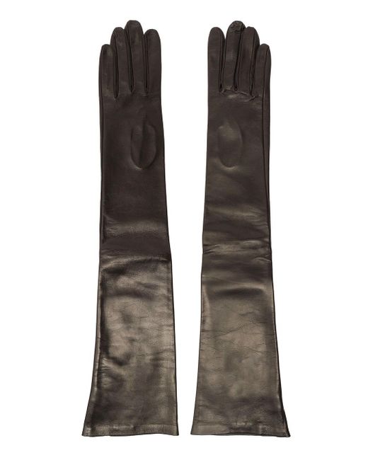 Jil Sander Black Long Gloves In Nappa Leather Woman