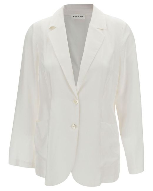 P.A.R.O.S.H. White Single-Breasted Jacket With Mother-Of-Pearls Buttons