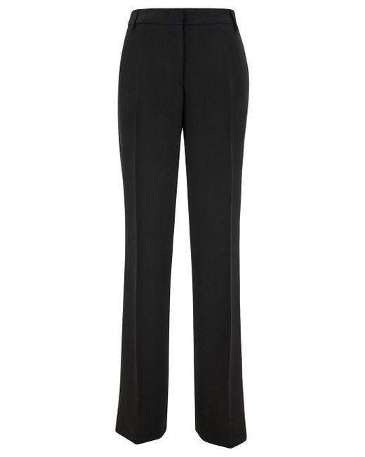 Plain Black Straight Pants With Concealed Closure