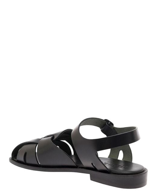 Hereu Black 'Pedra' Sandals With Ankle Buckle