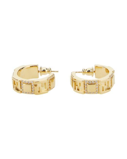 Fendi Metallic 'Forever' -Colored Earrings With Embossed Ff Detail And Crystal Decoration